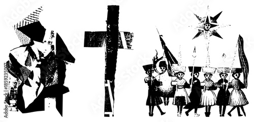 abstract religious figures with and star