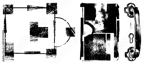 door handle lock set vintage style