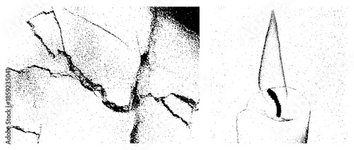 cracked surface and candle flame vector