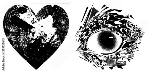 heart and eye abstract vector art
