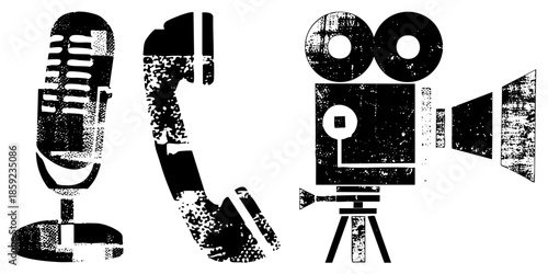 microphone telephone film camera