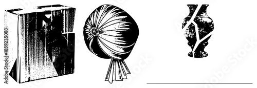 three vintage decorative objects isolated