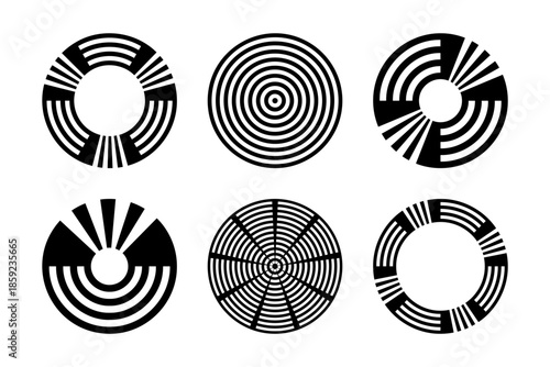 Set of Circle Design Elements. Circular Geometric Shapes. Abstract Icons.
