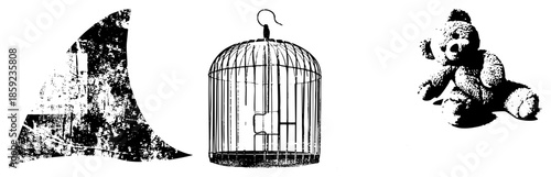 shark fin silhouette birdcage teddy bear