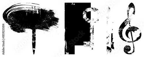 brush stroke key treble clef vector set