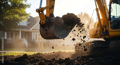 Excavator Digging Soil at a Construction Site