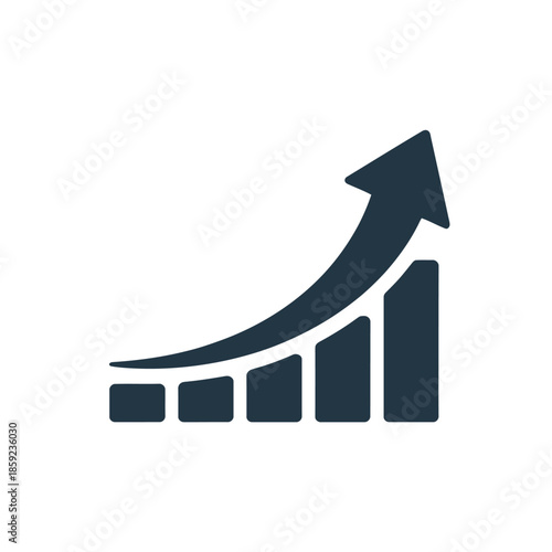 Dark blue upward trend graph icon representing growth and progress