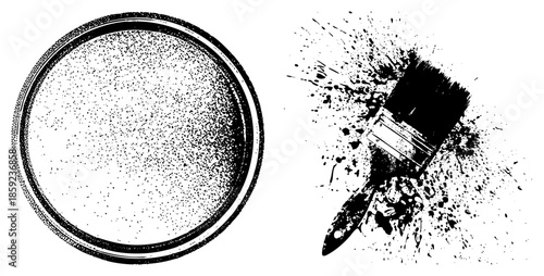 paint can and brush splatter