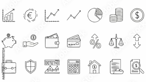 Collection of Hand Drawn Finance and Business Icons.
