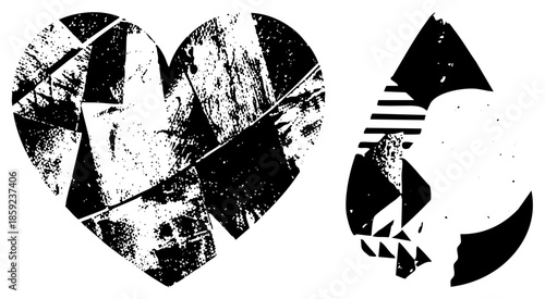 broken heart and tear drop vector