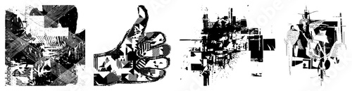 Abstract geometric hand gesture collage