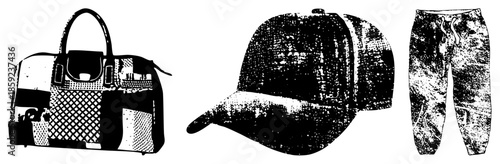 handbag cap pants vector set