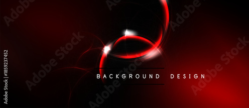 Abstract red energy lines swirl against black background. Bright glow emanates from central point, creating dynamic visual effect.