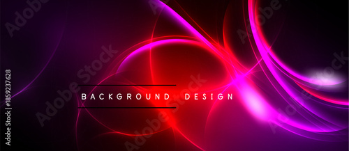 Abstract vibrant background. Red, purple glows create dynamic flowing lines. Modern design element for digital projects.