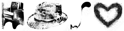 abstract geometric shapes hat heart and key vector