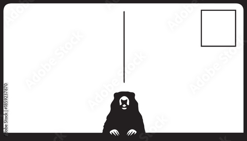 Gorilla face with skull design on postcard background