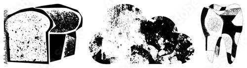 sliced bread broccoli tooth abstract black white vector