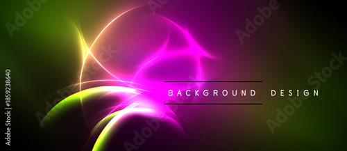 Abstract vibrant lines, neon glow. Green, purple hues blend, creating dynamic background design. Modern, energetic visual.
