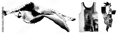 Abstract human figure in halftone style