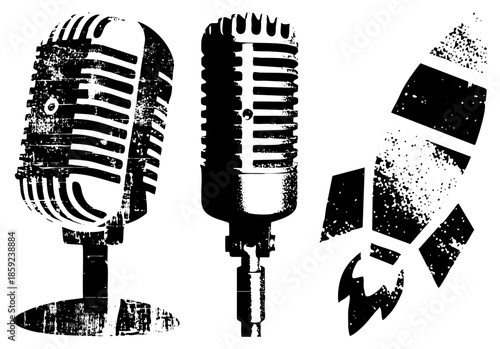 Vintage microphones degrade into abstract fragments