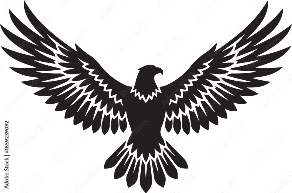 Obraz premium Black Eagle Silhouette with Outstretched Wings