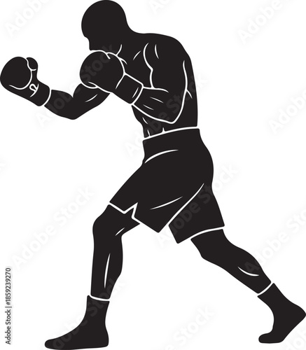 Black Silhouette of a Boxer Throwing a Punch boxing