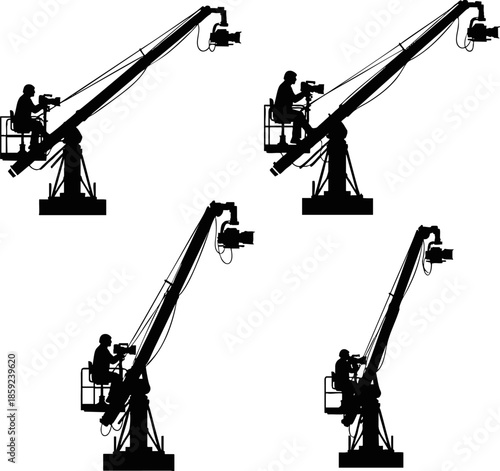 Film Camera Cranes and Boom Arms Silhouettes