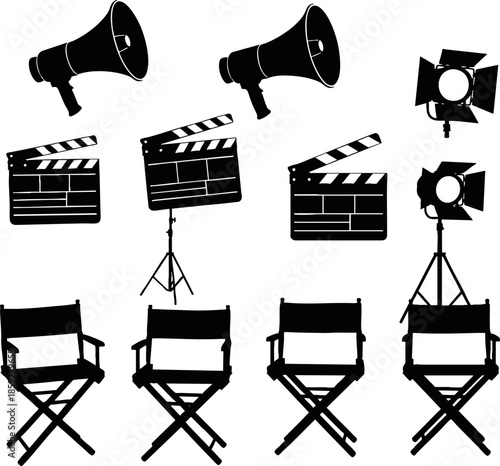 Movie Production and Cinema Equipment Silhouettes