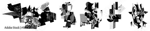 abstract geometric collage fragments