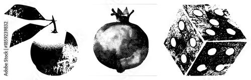 pomegranate dice vector set