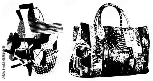 fashion accessories abstract collage black and white