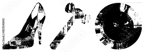 high heels tie vinyl record black and white vector