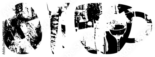 abstract fragmented letters black and white