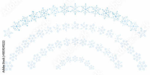 A delicate archway formed by numerous light blue snowflakes winter aesthetic