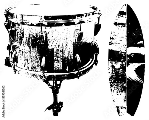 snare drum and drumstick vector illustration