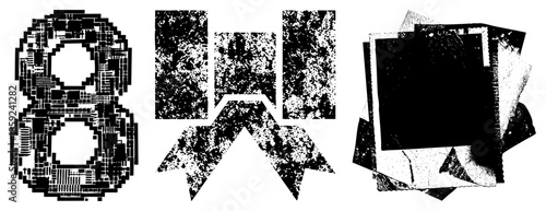 digital glitch number eight ribbon frames