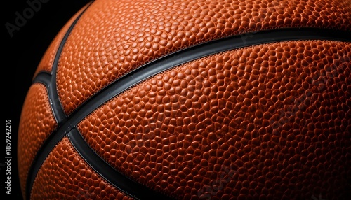 Close-Up of a Basketball on Black Background with Dramatic Lighting