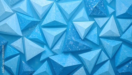 Abstract Blue Background with Textured Triangles in Fun Geometric Pattern, Pastel Blue and White Modern Design