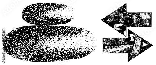 stacked stones with arrows