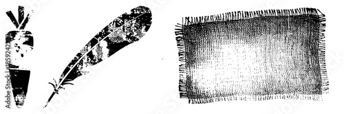 carrot feather fabric black and white vector