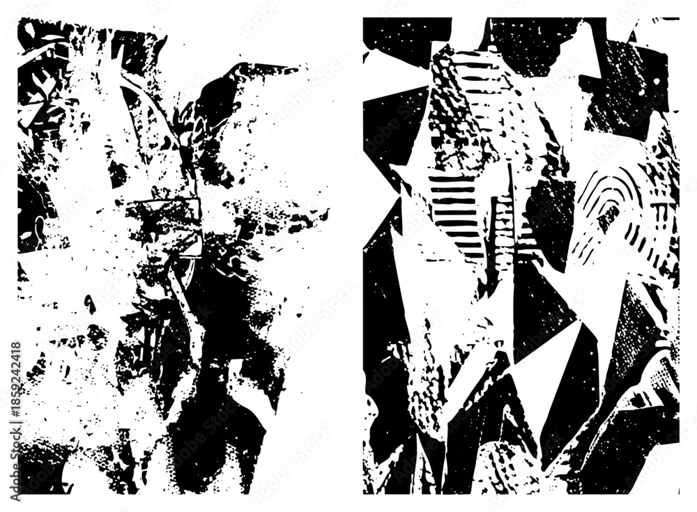 Fototapeta premium Abstract geometric shapes in high contrast black and white