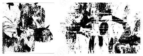 abstract black and white textured vector shapes