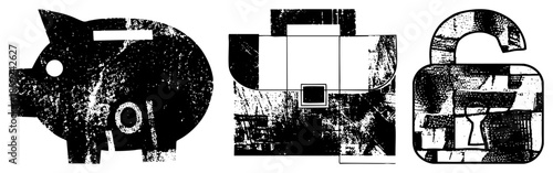 piggy bank briefcase padlock vector