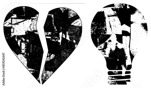 Broken heart and lightbulb vector