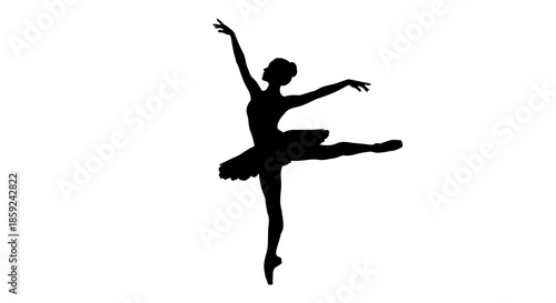 Elegant Ballerina Silhouette Dancer in Classic Ballet Pose Icon