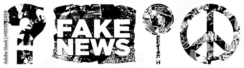 fake news symbols collage