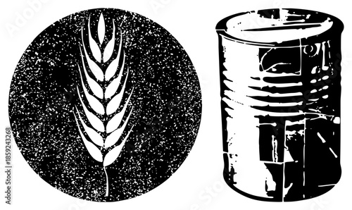 wheat stalk and barrel vector illustration