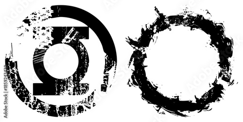 Lantern symbol and circular ring vector with distressed texture