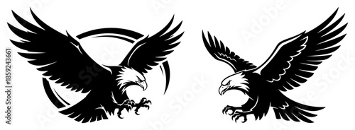Aggressive Eagle Mascot Line Art Vector – Swooping Raptor With Extended Talons