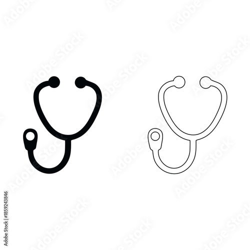 Vector illustration of a pink heart shape with a stethoscope symbol designed as a medical health icon for dental care or a Valentine card